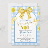 Yellow Bow Lemon Baby Shower Invitation Kaart (Voorkant)