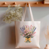 Yellow Bow Modern Wildflower Boeket Wedding Tote Bag