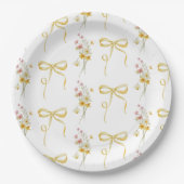 Yellow Bow Summer Wildflowers Baby shower Papieren Bordje (Voorkant)