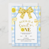 Yellow Bow Sweet 1 Lemon Blue and Yellow Birthday Kaart (Voorkant)