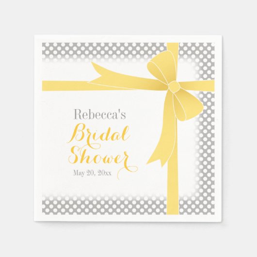 Yellow Bow & White Stippen Vrijgezellenfeest Servet (Voorkant)