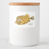 Yellow boxfish cartoon illustration voedselcontainer etiket (Voorkant)