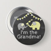 Yellow Boy Elephant Chalkboard  | Ik ben de oma Ronde Button 7,6 Cm (Voorkant /achterkant)