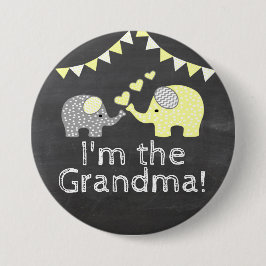 Yellow Boy Elephant Chalkboard  | Ik ben de oma Ronde Button 7,6 Cm