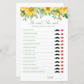 Yellow Bridal Shower Game He Said She Said (Voorkant / Achterkant)