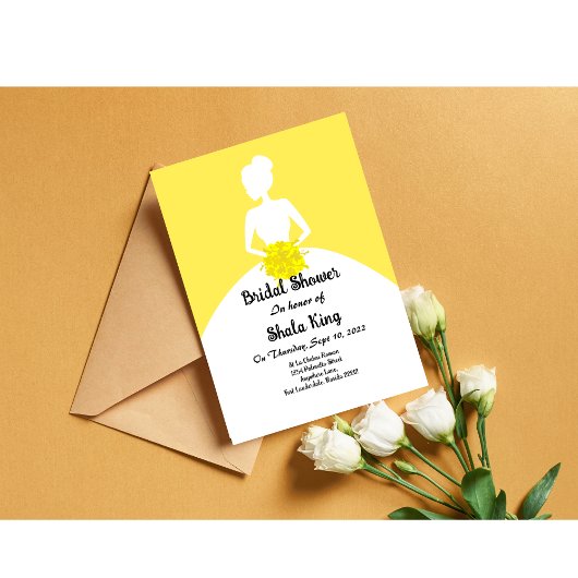 Yellow Bridal Shower Invitation Kaart