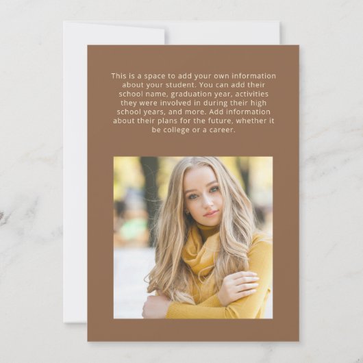 Yellow Brown 2-foto Afstuderen Aankondiging (Achterkant)