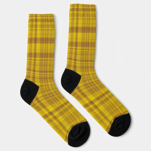 Yellow Brown Plaid Pattern Sokken (Rechts)