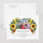 Yellow Brown Sunflower Foto House New Address Briefkaart (Voorkant / Achterkant)