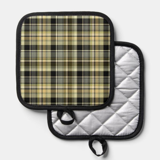 Yellow-brown tartan plaid.  pannenlap (Voorkant / Achterkant)
