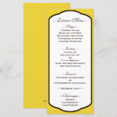 Yellow Brown & White Wedding Receptie Menu's (Voorkant / Achterkant)