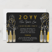 Yellow Bubbly Bottles Wervelt Oudejaarsfeest Kaart (Voorkant)