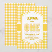 Yellow Buffalo Plaid 1e verjaardagsfeest Kaart (Voorkant / Achterkant)