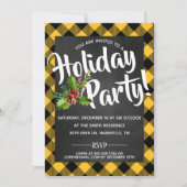 Yellow Buffalo Plaid Holiday Party Uitnodigen Kaart (Voorkant)