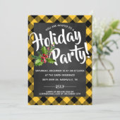 Yellow Buffalo Plaid Holiday Party Uitnodigen Kaart (Staand voorkant)
