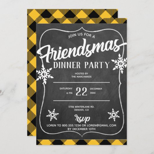 Yellow Buffalo Pset Friendsmas Party Invite Kaart (Voorkant / Achterkant)