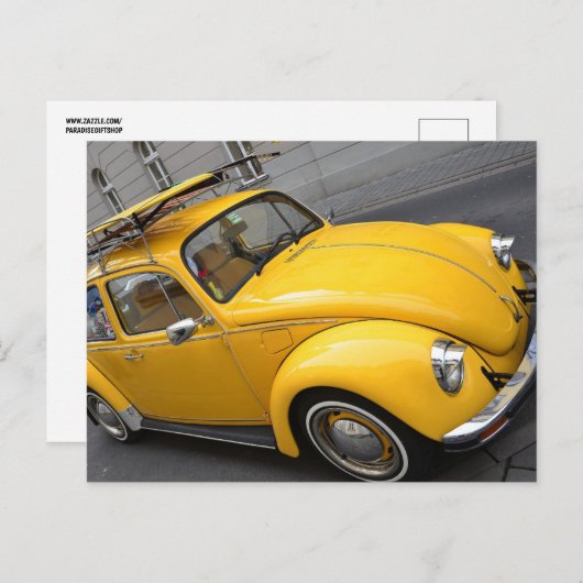 Yellow Bug Vintage auto Briefkaarten (Voorkant / Achterkant)