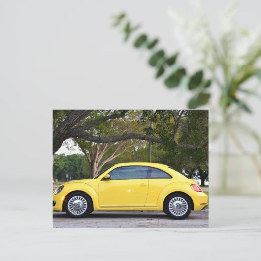 Yellow Bug Vintage auto Briefkaarten (Staand voorkant)