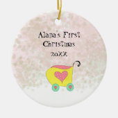 Yellow Buggy Babys eerste kerstkerst Keramisch Ornament (Voorkant)