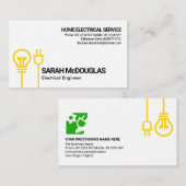 Yellow Bulb Electric Power Plug Motif Engineering Visitekaartje (Voorkant / Achterkant)