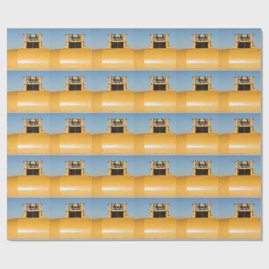 Yellow Bulldozer Pattern Cadeaupapier (Vlak)