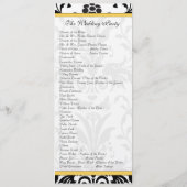 Yellow Bumble bee Black Damask Wedding Programme Programmakaart (Achterkant)