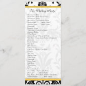 Yellow Bumble bee Black Damask Wedding Programme Programmakaart (Achterkant)