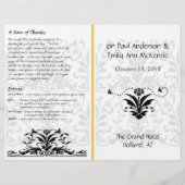 Yellow Bumble bee Damask Wedding Programme (Voorkant)