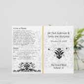 Yellow Bumble bee Damask Wedding Programme (Staand voorkant)