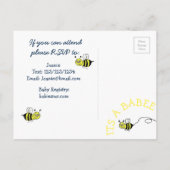 Yellow Bumblebee Baby shower Invitation Uitnodiging Briefkaart (Achterkant)