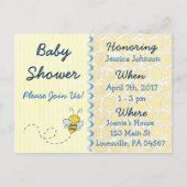 Yellow Bumblebee Baby shower Invitation Uitnodiging Briefkaart (Voorkant)