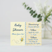 Yellow Bumblebee Baby shower Invitation Uitnodiging Briefkaart (Staand voorkant)