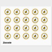 Yellow Bumblebee Birthday Favor Ronde Sticker (Vel)