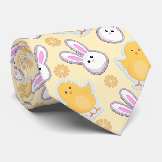 Yellow Bunny en bedrijf Whimsical Easter Stropdas (Opgerold)