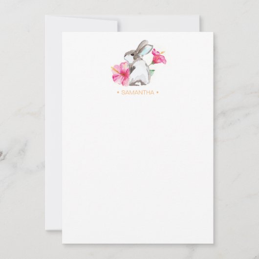 Yellow Bunny Personalized Stationery Note Kaart Notitiekaartje (Voorkant)
