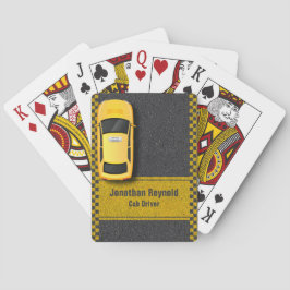 Yellow Business Cab Taxi Driver Service Pokerkaarten