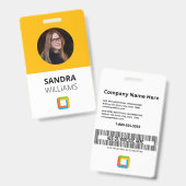 Yellow Business Employee ID Badge (Voor- en achterkant)