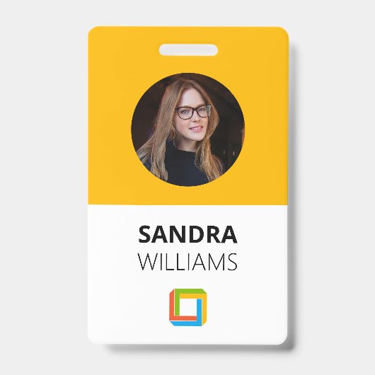 Yellow Business Employee ID Badge (Voorkant)