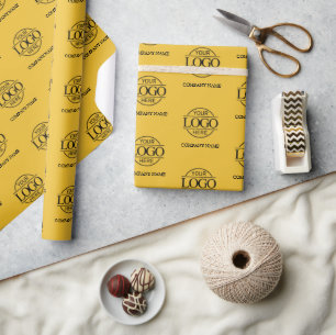 Yellow Business Logo Bedrijfsnaam Promotioneel Cadeaupapier