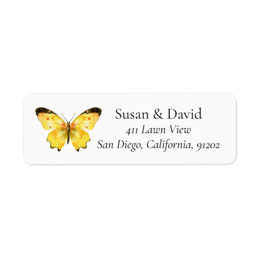 Yellow Butterfly Address Etiket (Voorkant)