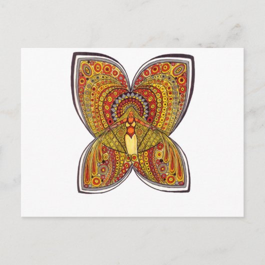 Yellow Butterfly Angel Briefkaart (Voorkant)