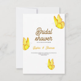 yellow butterfly bridal shower card invitation  bedankkaart