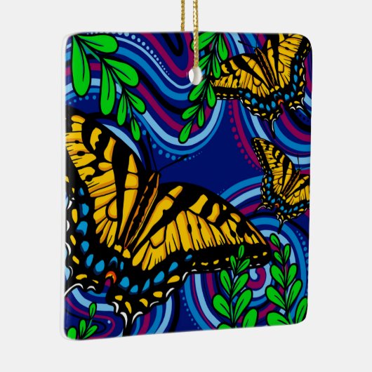 Yellow Butterfly Ceramic Ornament (Rechts)