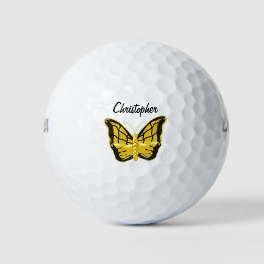 Yellow Butterfly Design Golfballen (Voorkant)