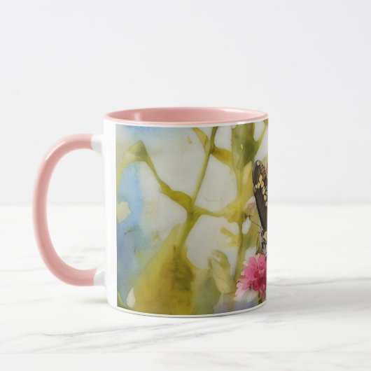 Yellow Butterfly Garden Art Mok Cup (Links)