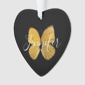 Yellow Butterfly gepersonaliseerd kerstfeest Ornament (voorkant)