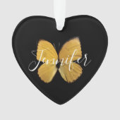 Yellow Butterfly gepersonaliseerd kerstfeest Ornament (voorkant)
