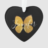 Yellow Butterfly gepersonaliseerd kerstfeest Ornament (achterkant)