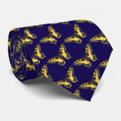 Yellow Butterfly (Navy background) Stropdas (Opgerold)