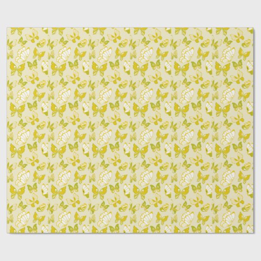 Yellow Butterfly Pattern Cadeaupapier (Vlak)